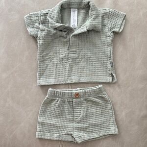 Modern Moments  Waffle Knit Matching Set - Green
